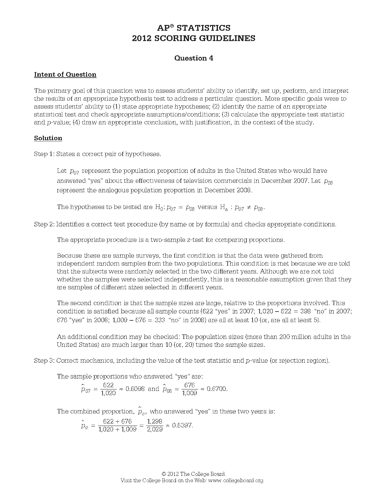 how to calculate pooled estimate of sample proportion