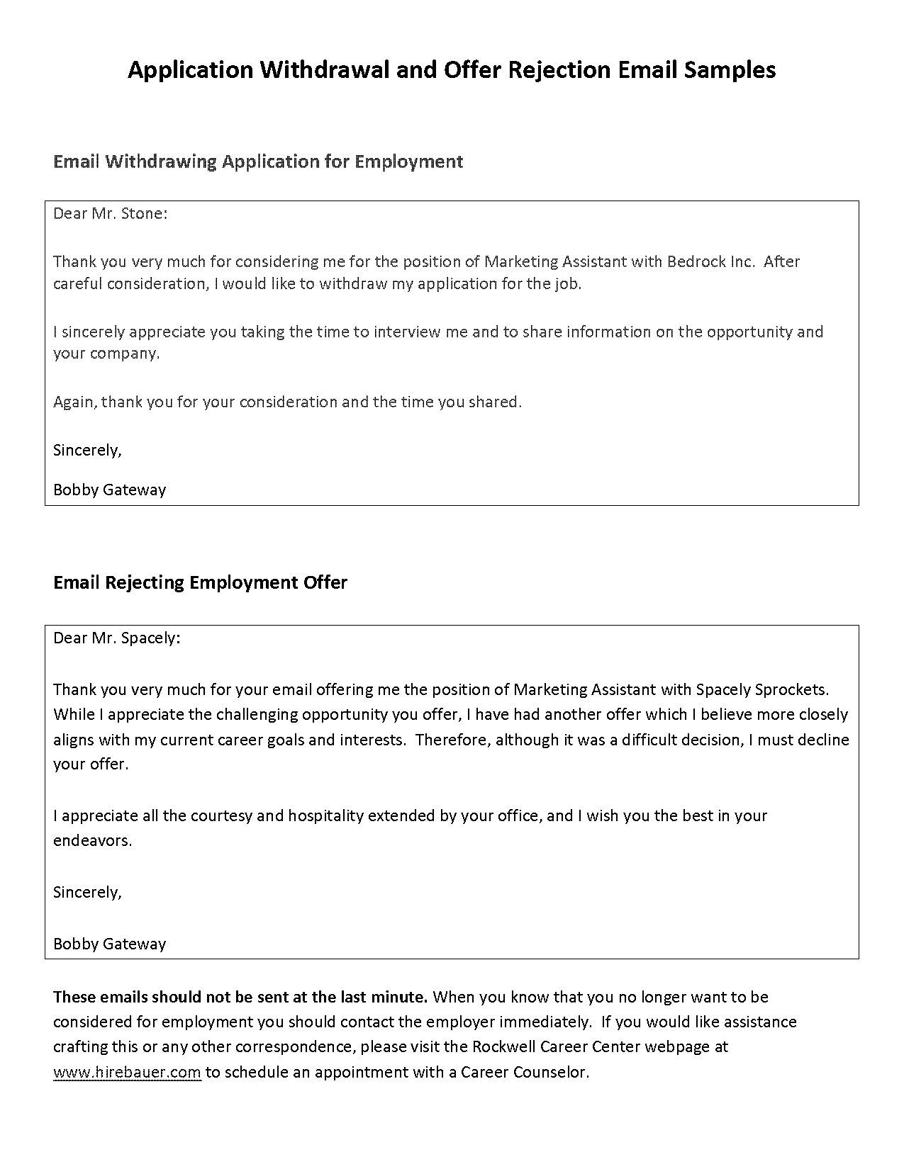 job offer email from company