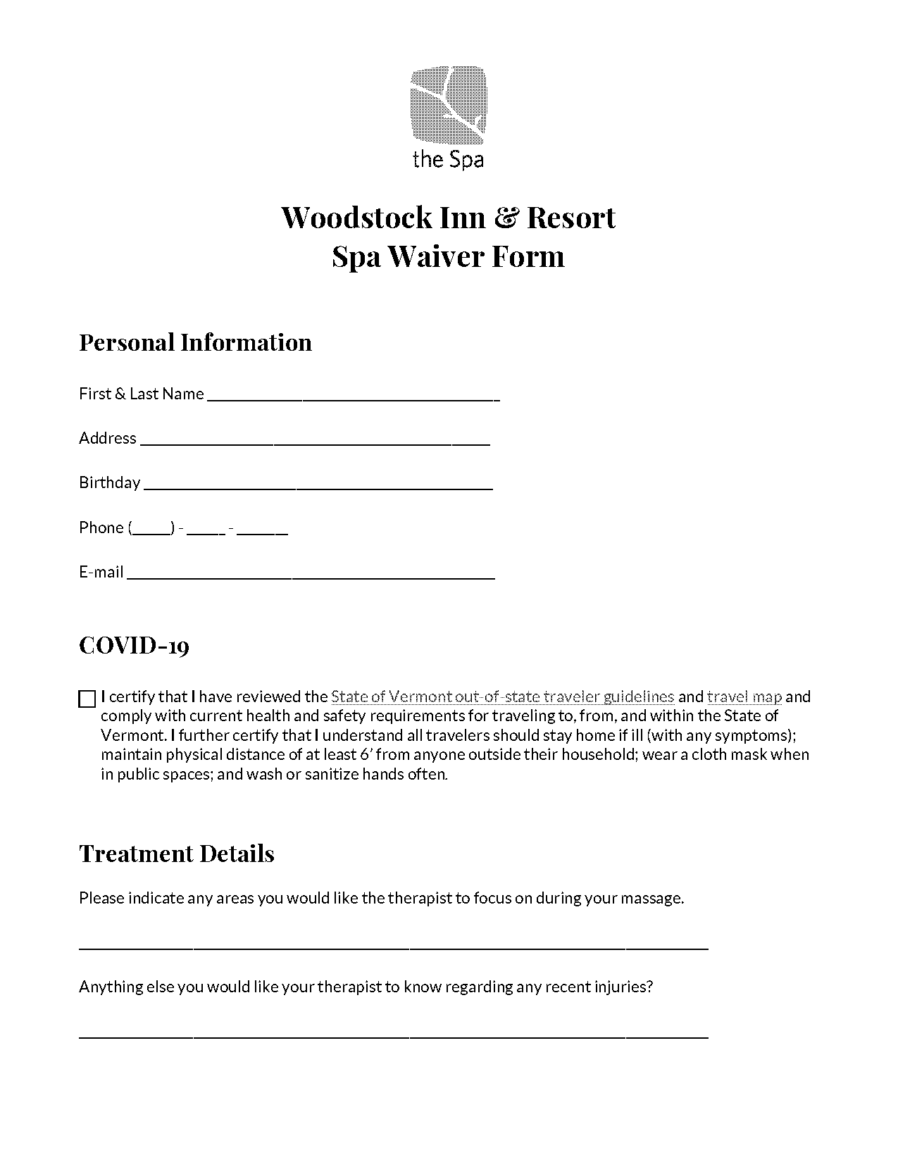 client release form for spa