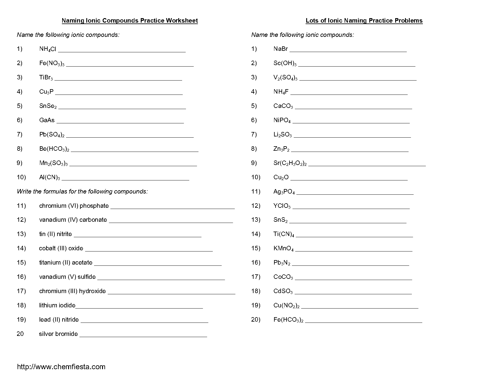 ionic and covalent compound naming and writing formulas worksheet misterguch