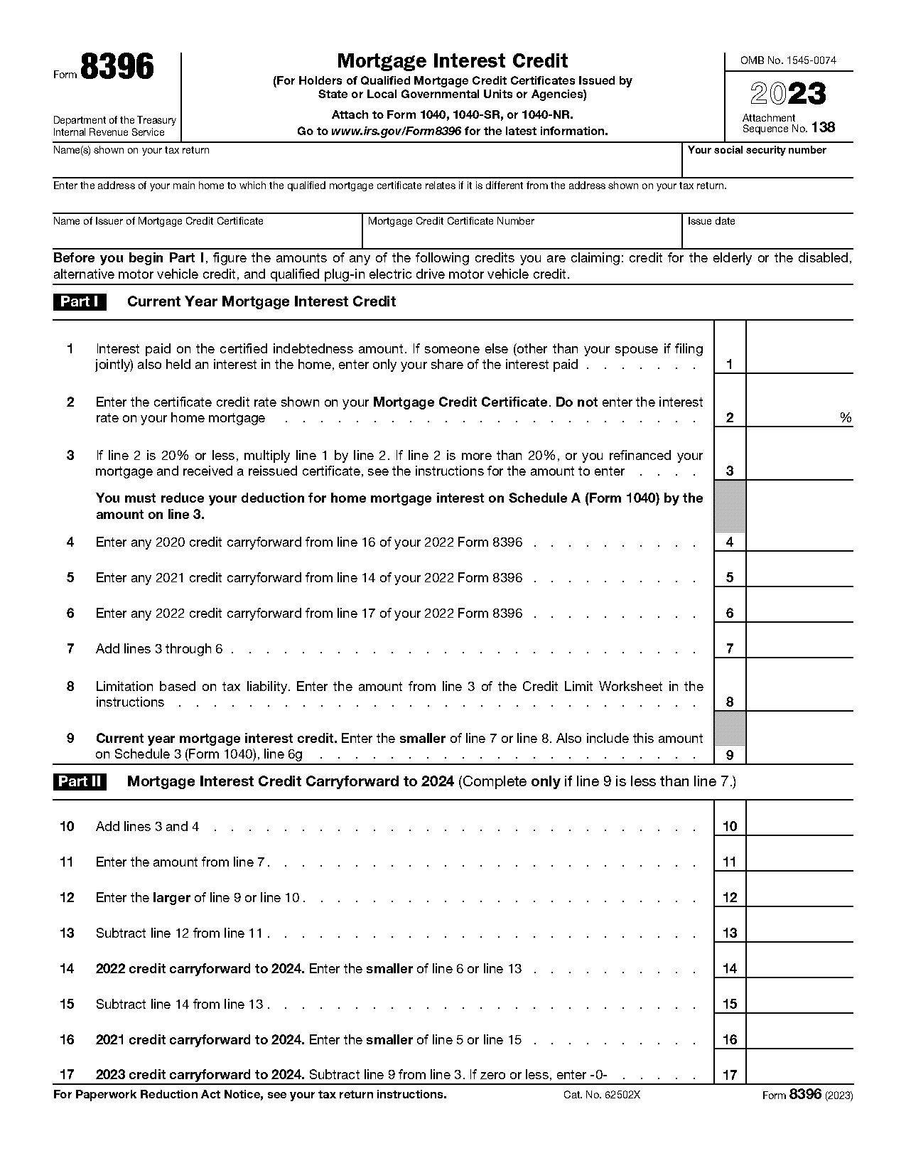 mortgage interest tax document