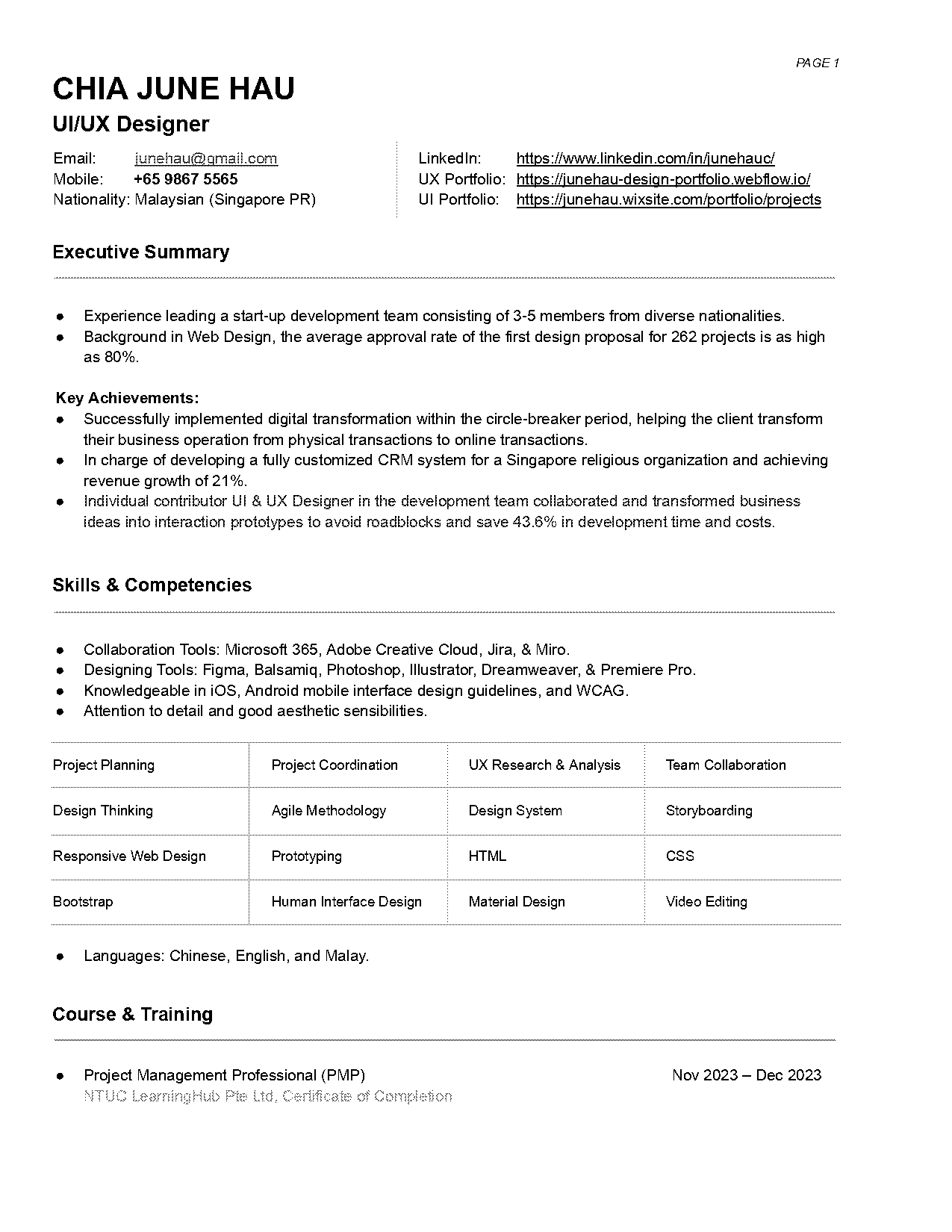 interaction designer resume pdf