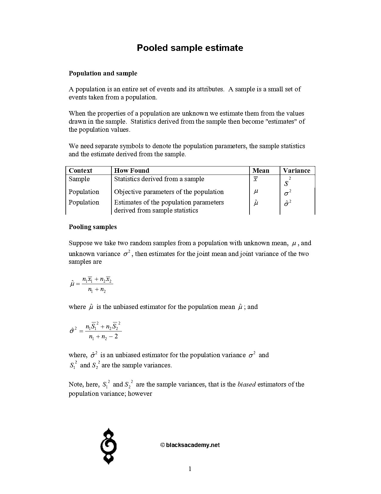 how to calculate pooled estimate of sample proportion