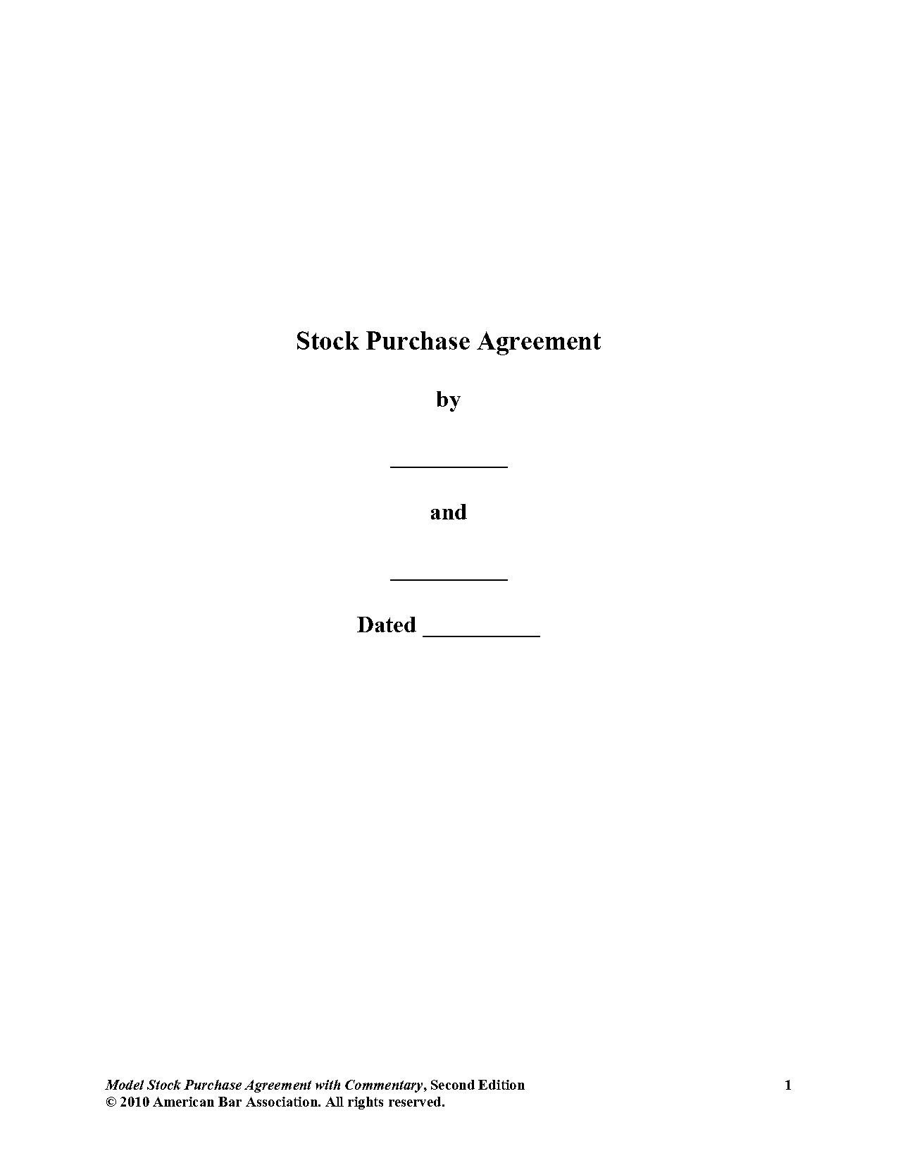 aba model form stock purchase agreement