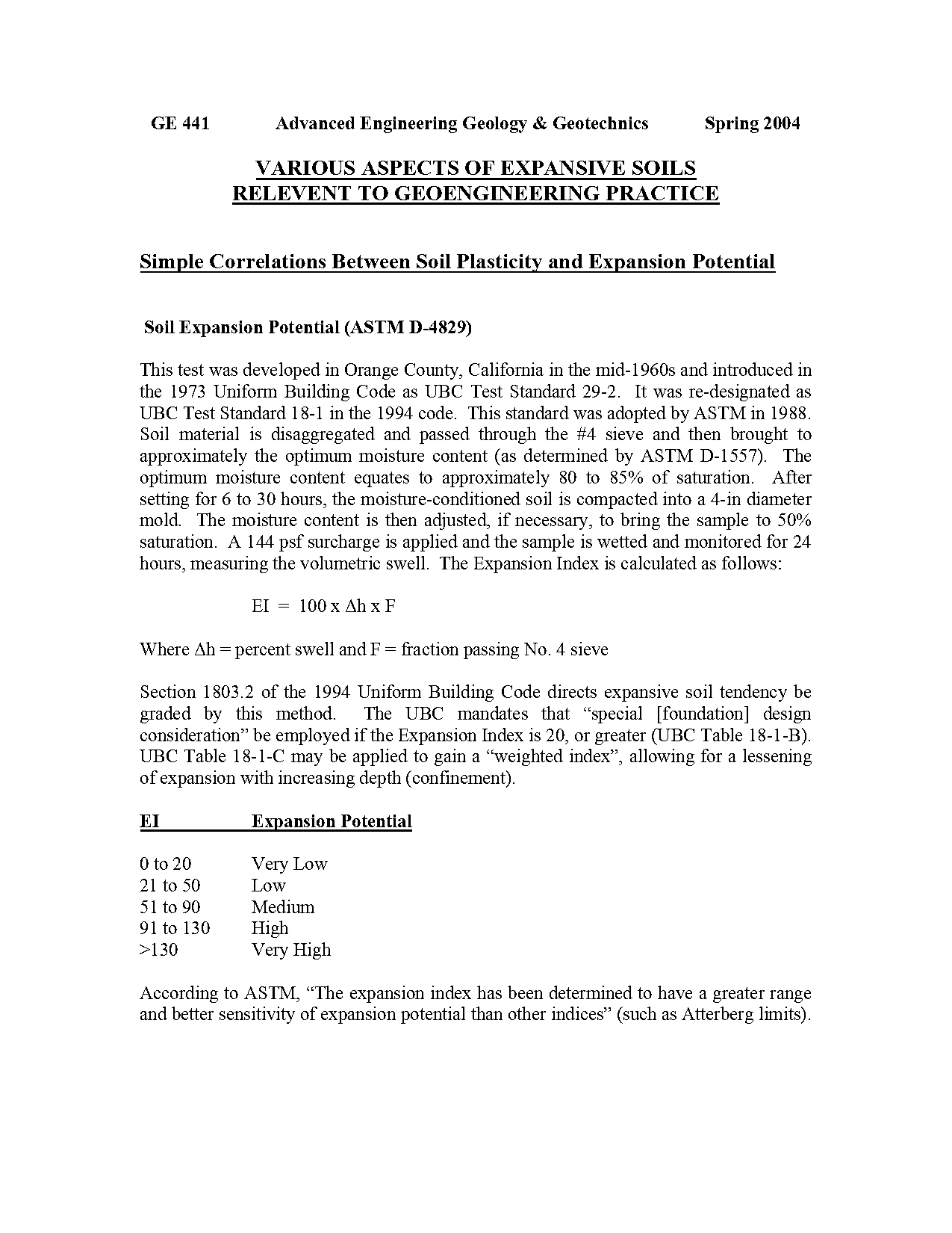 expansion index test pdf