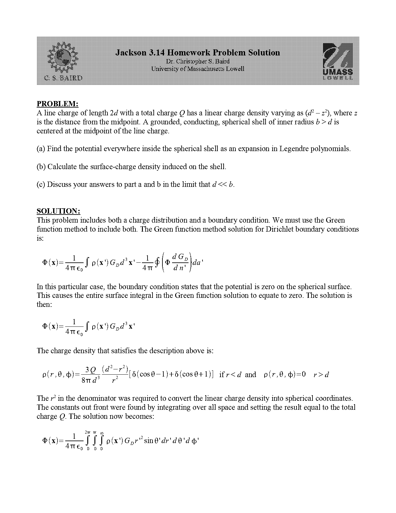 write spherical green function with spherical harmonics