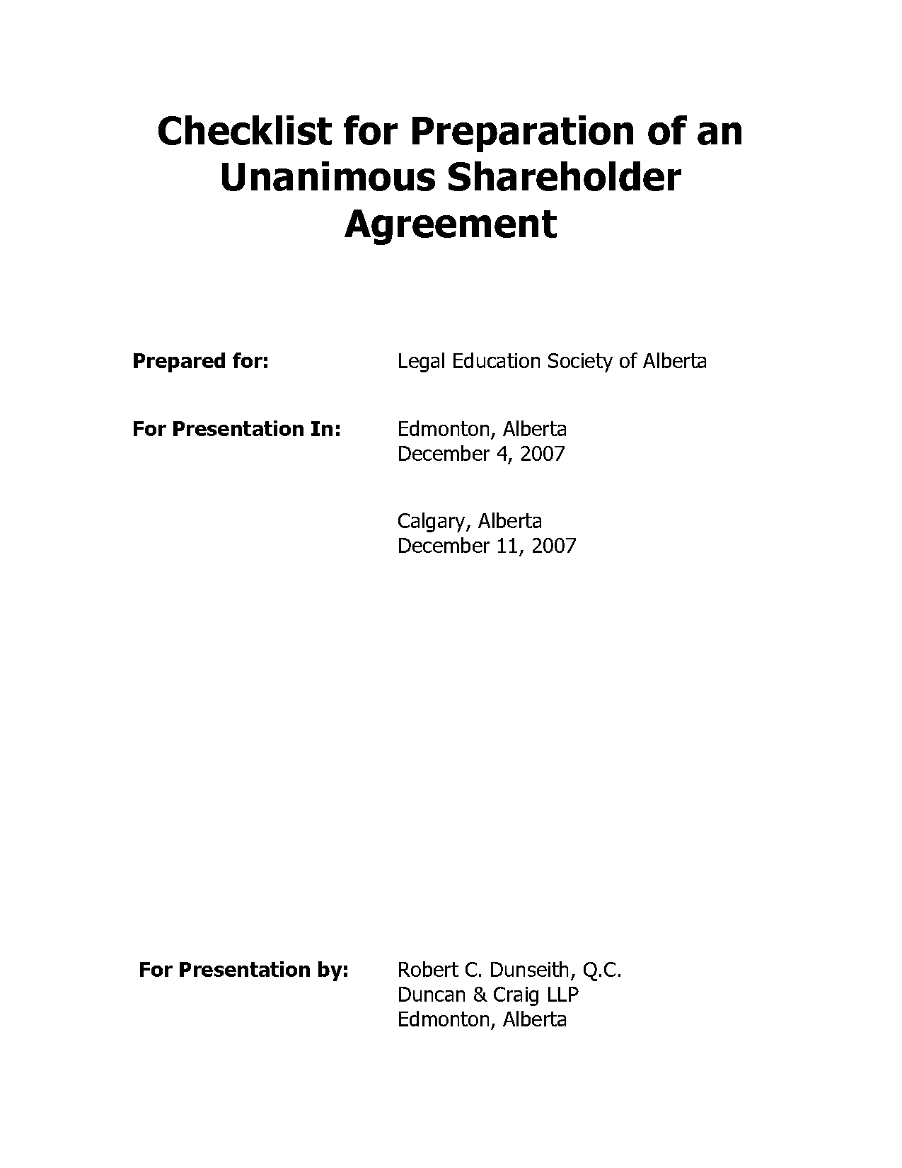 unanimous shareholder agreement alberta template