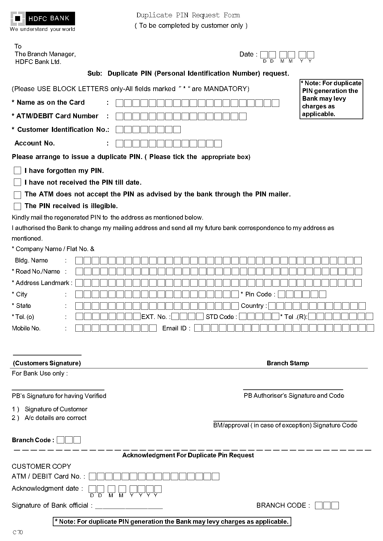 hdfc credit card application reference number forgot