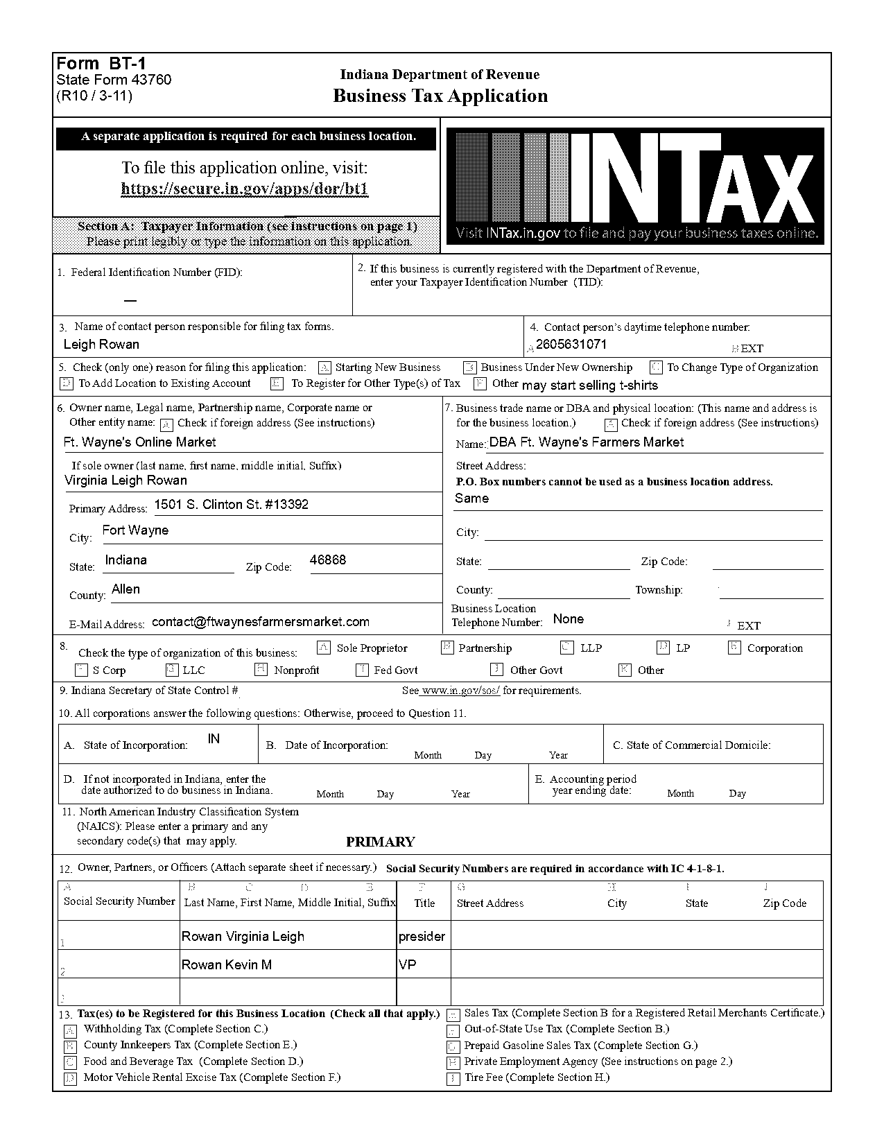 copy of registered retail merchant certificate indiana