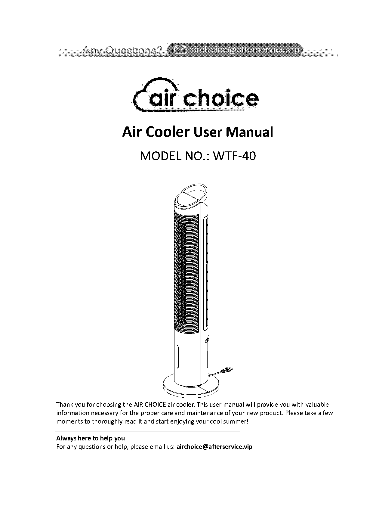 trustech air cooler manual