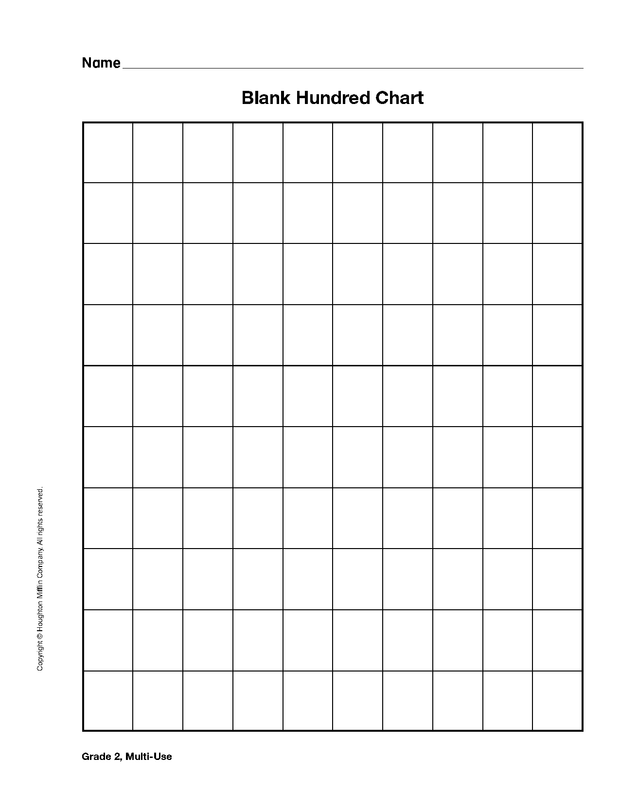 houghton mifflin blank hundreds chart