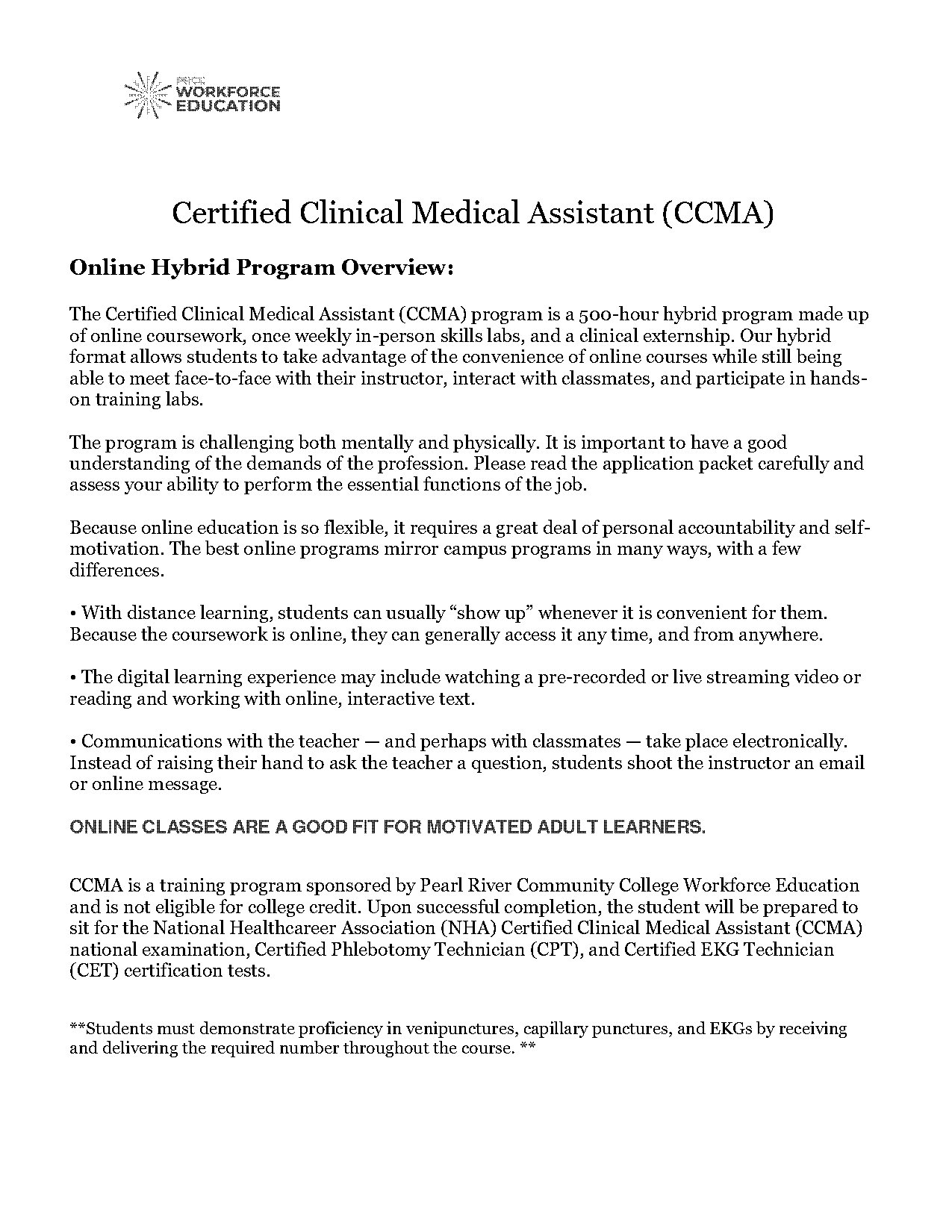 clinical medical assistant training requirements