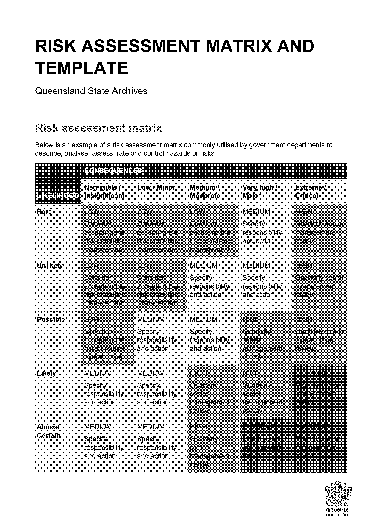 risk assessment matrix template pdf