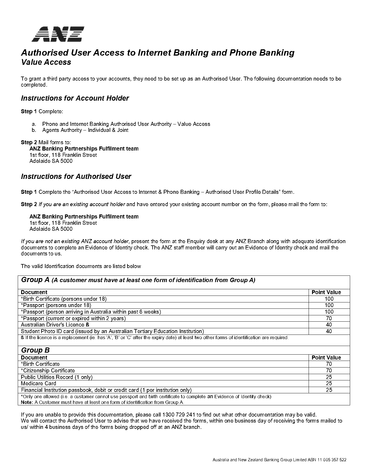 anz third party authority form