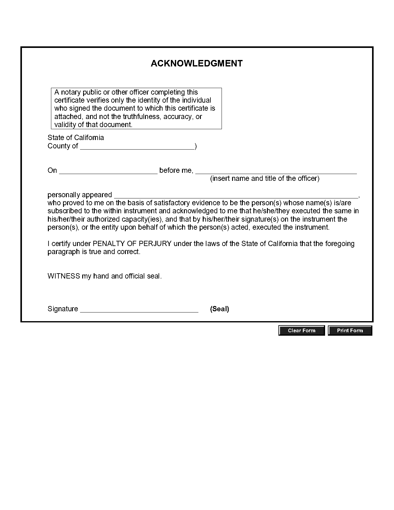 document acknowledgement form template