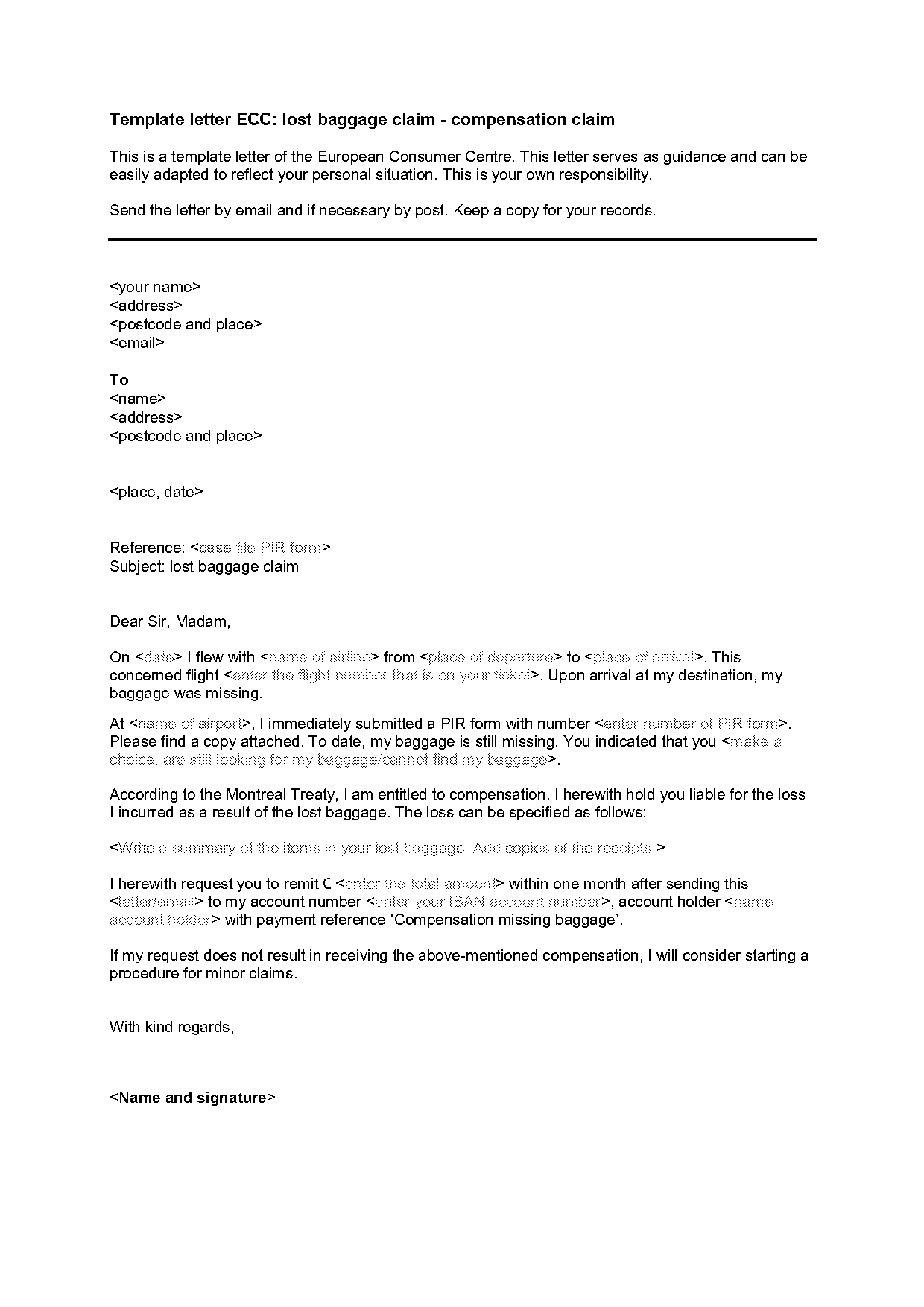 claim request email sample