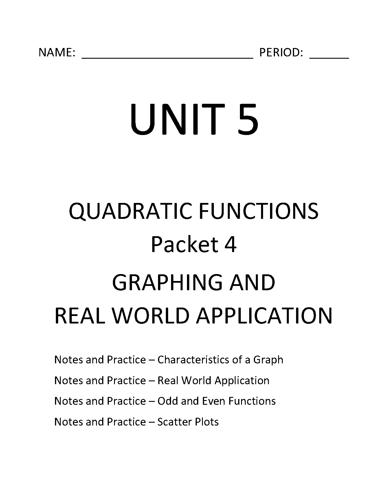 graphing quadratic functions worksheet with answers