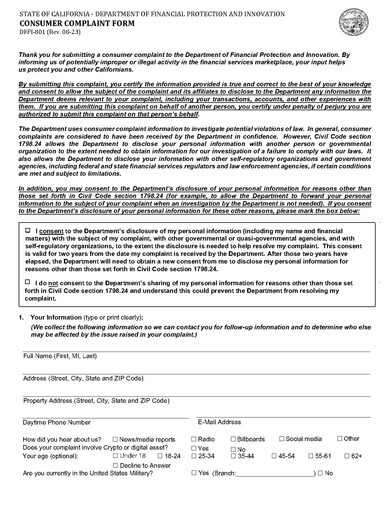 bank complaint letter template