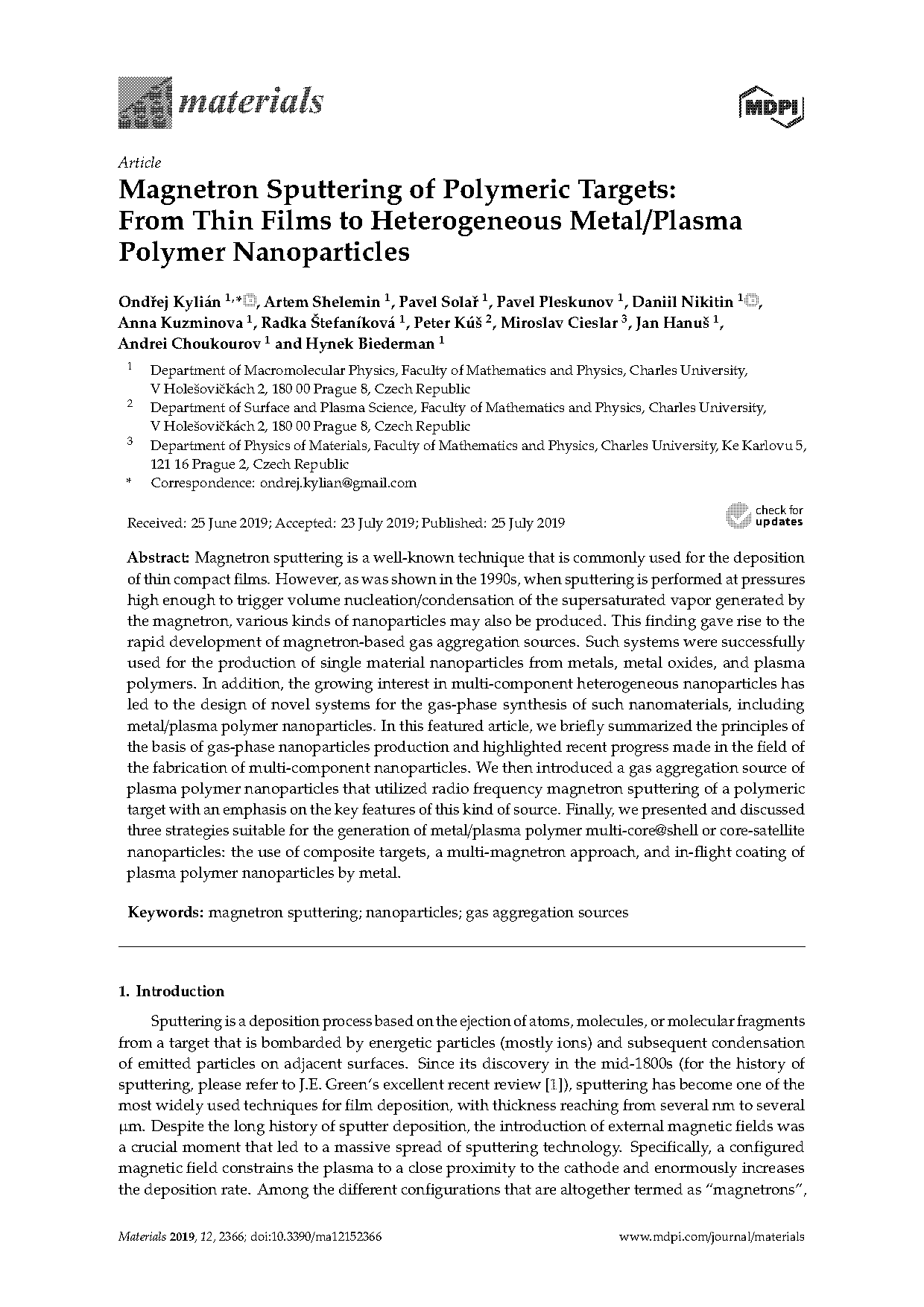 plasma polymers and processes review article