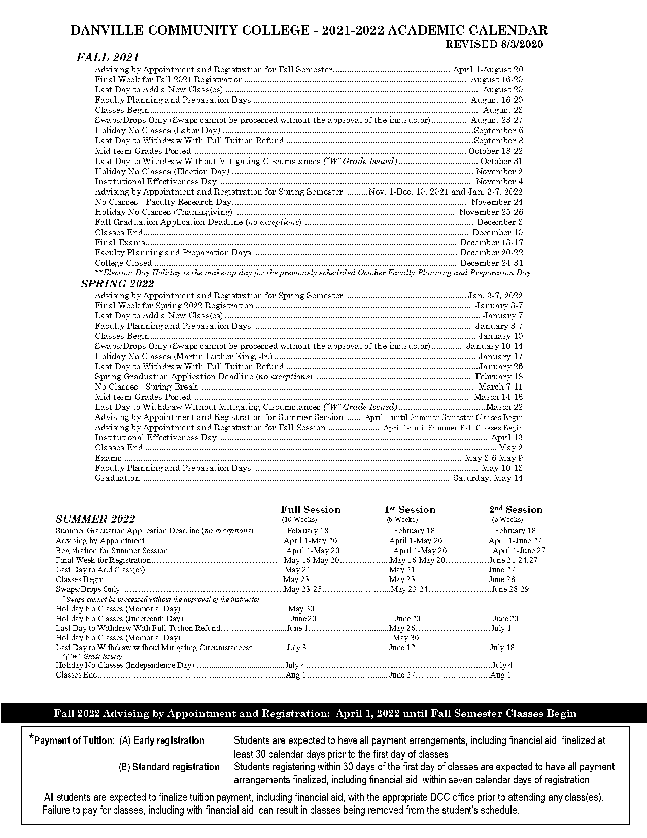 danville community college summer classes schedule