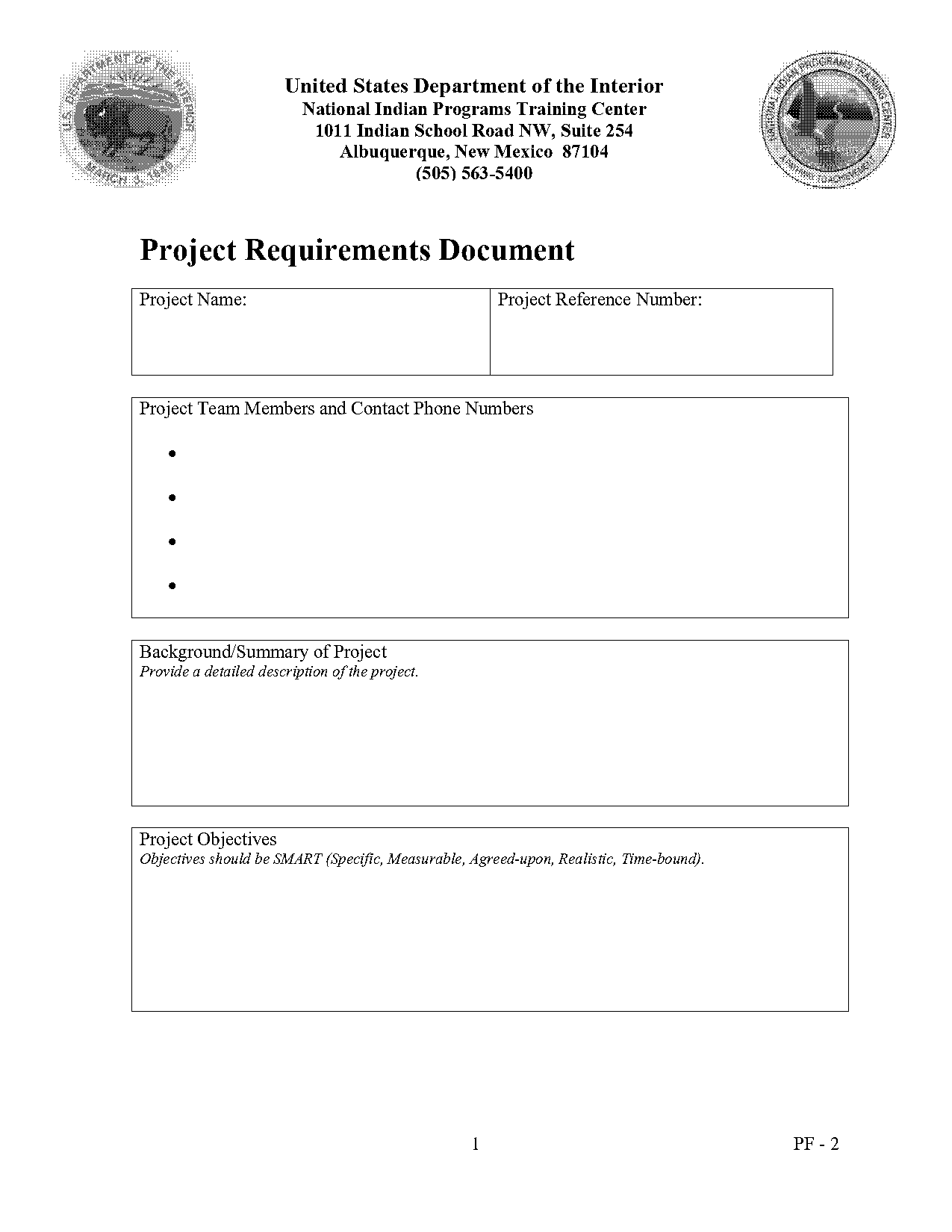 sample program requirements document