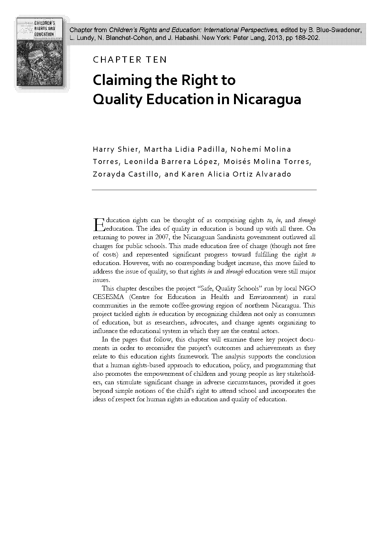 does nicaragua offer free education up to high school