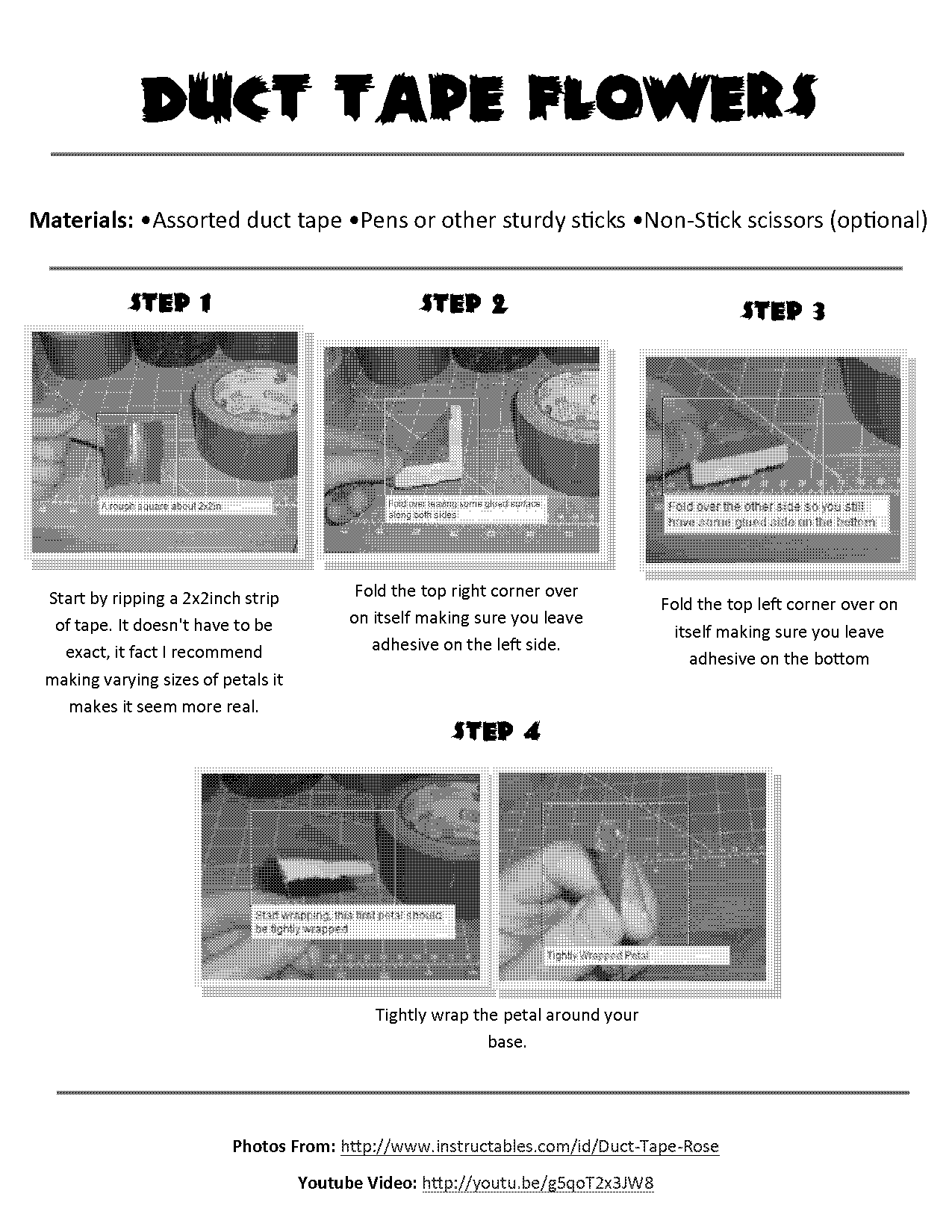 how to make duct tape flowers instructions