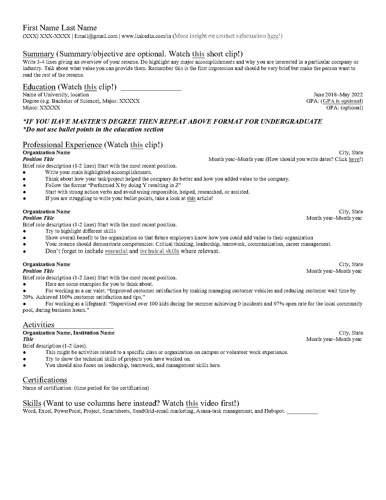 sample resume best format