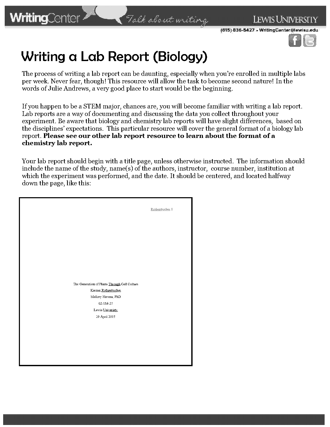 example of a written lab report for biology